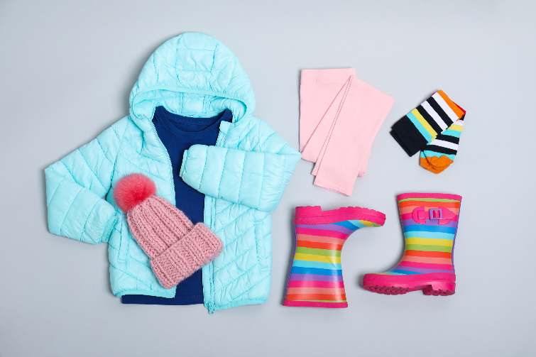 Winter clothing flat lay